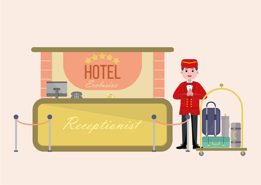Hotel-porter-in-reception-with-luggage-cart