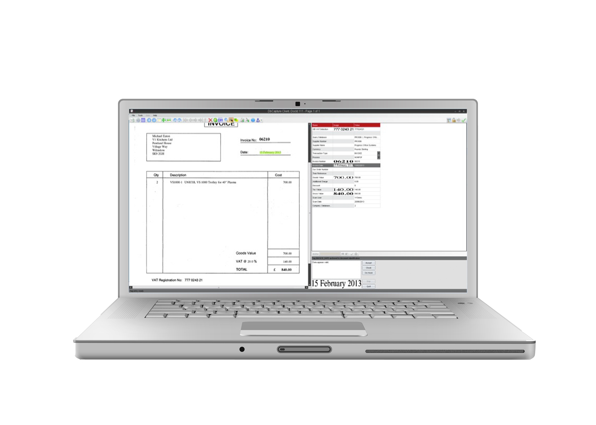 Print MIS integration V1 screenshot on laptop screen