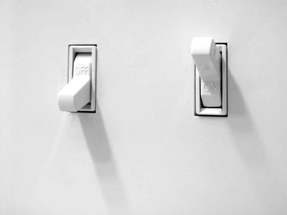 White on and off switches 